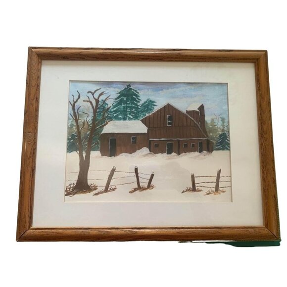 Watercolor Barn Picture Signed by Anna Ruth Enders 13.5 x 17.5 - Picture 1 of 3
